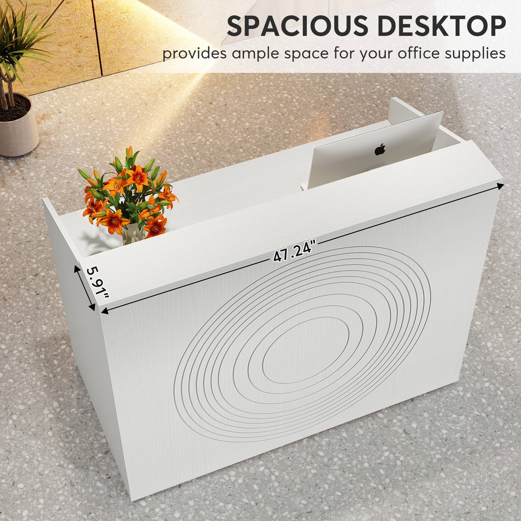 Tribesigns Reception Desk, Modern 47" Front Desk Counter Table with Open Shelves Tribesigns